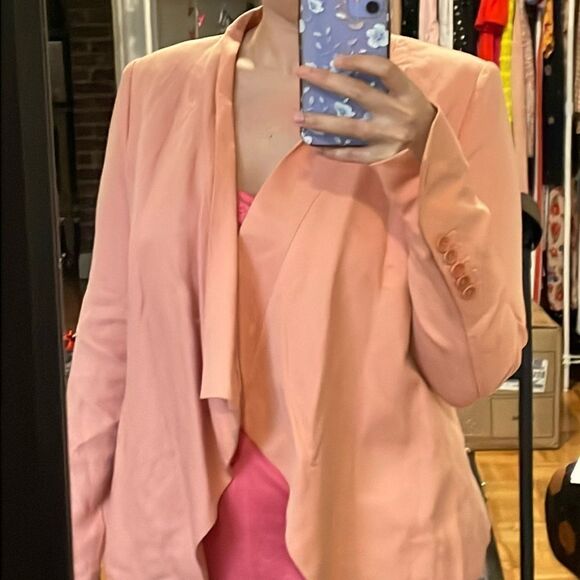 BCBGMaxAzaria Abree peach blush women’s open long sleeve suit jacket blazer - Picture 12 of 13